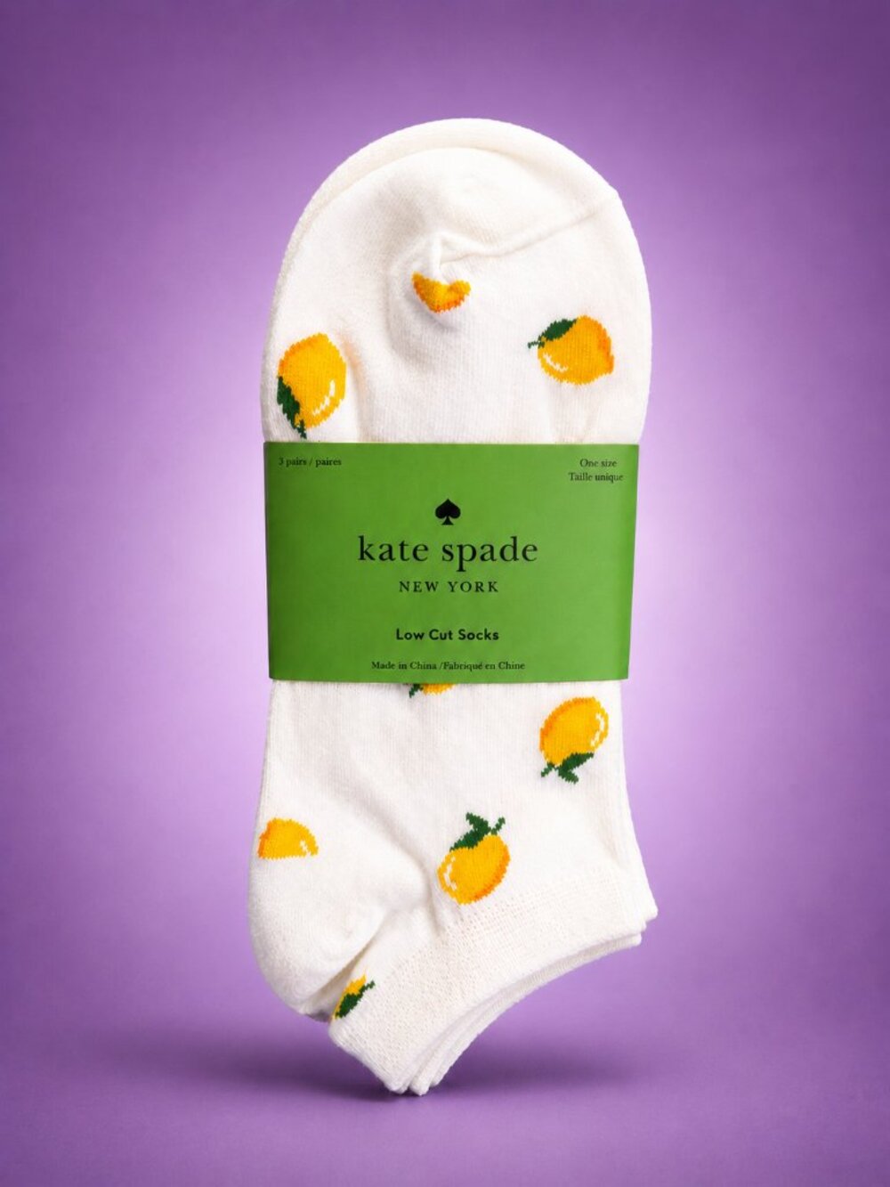 KATE SPADE New York Lemon Print Low Cut Socks 3 Pair Pack NWT - Picture 6 of 8